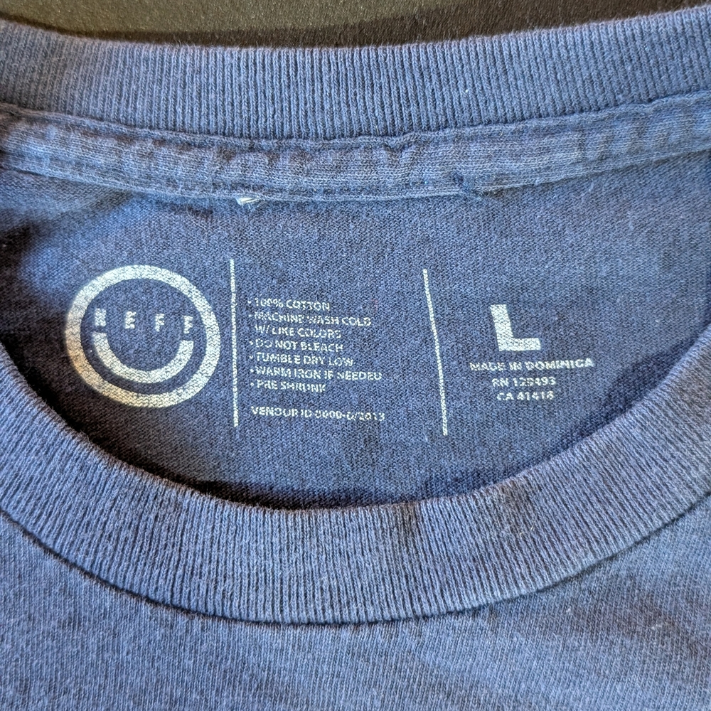 Neff Navy Cotton Smiley Sunflower Graphic Logo Crew Neck Men's L T-Shirt - Picture 3 of 3